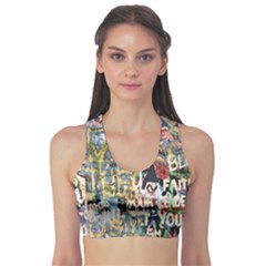 Graffiti Wall Pattern Background Sports Bra by Simbadda