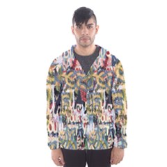 Graffiti Wall Pattern Background Hooded Wind Breaker (men) by Simbadda