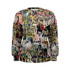 Graffiti Wall Pattern Background Women s Sweatshirt by Simbadda