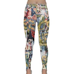 Graffiti Wall Pattern Background Classic Yoga Leggings by Simbadda