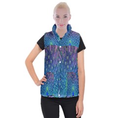 Amazing Peacock Women s Button Up Puffer Vest by Simbadda