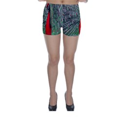 Red Peacock Skinny Shorts