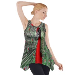 Red Peacock Side Drop Tank Tunic by Simbadda