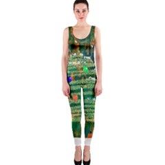 Watercolour Christmas Tree Painting Onepiece Catsuit by Simbadda