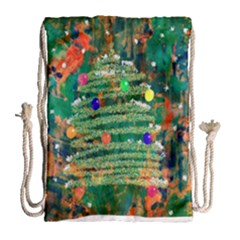 Watercolour Christmas Tree Painting Drawstring Bag (large) by Simbadda