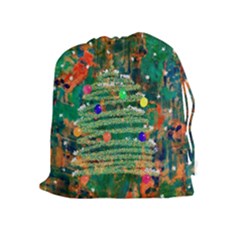 Watercolour Christmas Tree Painting Drawstring Pouches (extra Large) by Simbadda