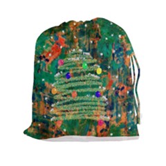 Watercolour Christmas Tree Painting Drawstring Pouches (xxl) by Simbadda