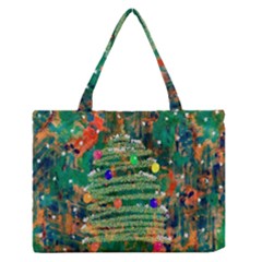 Watercolour Christmas Tree Painting Medium Zipper Tote Bag by Simbadda