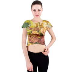 Victorian Background Crew Neck Crop Top by Simbadda