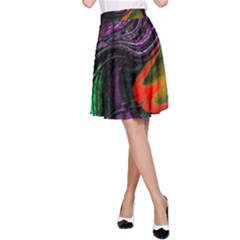 Peacock Feather Rainbow A-line Skirt by Simbadda