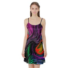 Peacock Feather Rainbow Satin Night Slip by Simbadda