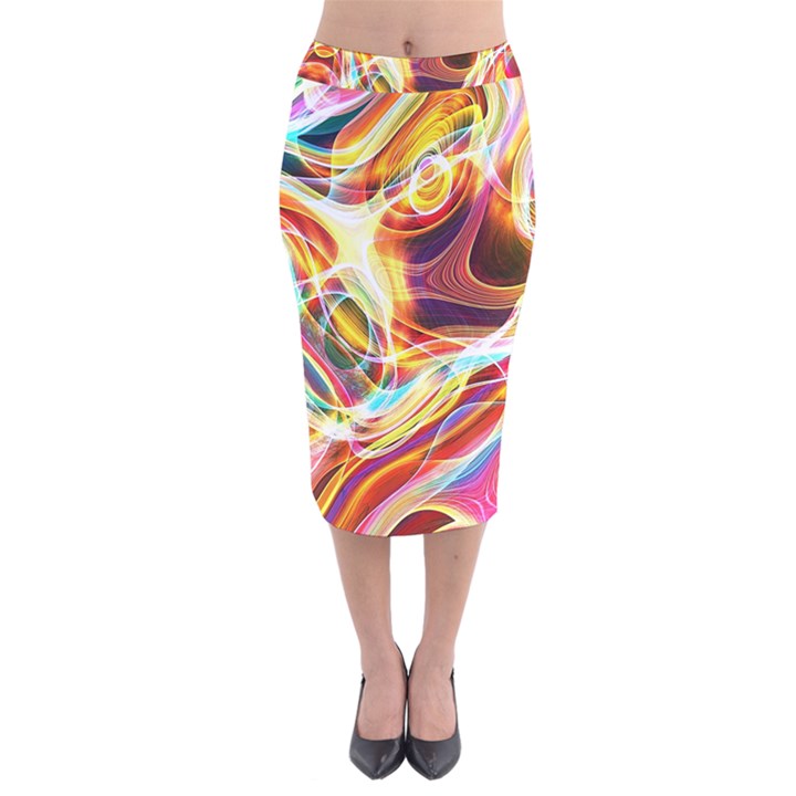 Colourful Abstract Background Design Velvet Midi Pencil Skirt