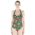 Berries And Leaves Halter Swimsuit View1