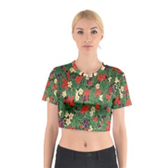 Berries And Leaves Cotton Crop Top by Simbadda