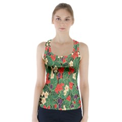 Berries And Leaves Racer Back Sports Top by Simbadda