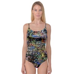 Multi Color Peacock Feathers Camisole Leotard  by Simbadda