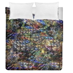 Multi Color Peacock Feathers Duvet Cover Double Side (queen Size) by Simbadda