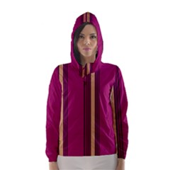 Stripes Background Wallpaper In Purple Maroon And Gold Hooded Wind Breaker (women) by Simbadda