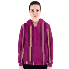 Stripes Background Wallpaper In Purple Maroon And Gold Women s Zipper Hoodie by Simbadda