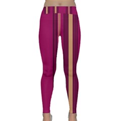 Stripes Background Wallpaper In Purple Maroon And Gold Classic Yoga Leggings by Simbadda