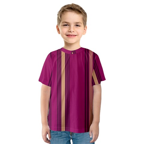 Stripes Background Wallpaper In Purple Maroon And Gold Kids  Sport Mesh Tee by Simbadda