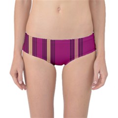 Stripes Background Wallpaper In Purple Maroon And Gold Classic Bikini Bottoms by Simbadda