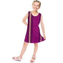 Stripes Background Wallpaper In Purple Maroon And Gold Kids  Tunic Dress by Simbadda