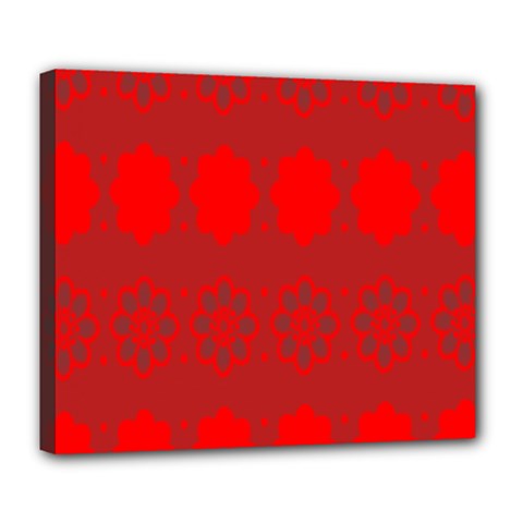 Red Flowers Velvet Flower Pattern Deluxe Canvas 24  X 20   by Simbadda