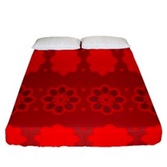 Red Flowers Velvet Flower Pattern Fitted Sheet (queen Size) by Simbadda