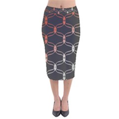 Cadenas Chinas Abstract Design Pattern Velvet Midi Pencil Skirt by Simbadda