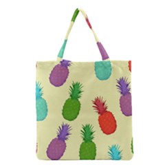 Colorful Pineapples Wallpaper Background Grocery Tote Bag