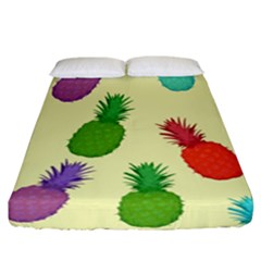 Colorful Pineapples Wallpaper Background Fitted Sheet (california King Size) by Simbadda