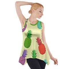 Colorful Pineapples Wallpaper Background Side Drop Tank Tunic by Simbadda