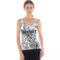 Black Abstract Floral Background Tank Top by Simbadda