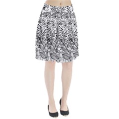 Black Abstract Floral Background Pleated Skirt by Simbadda