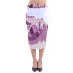 Abstract Painting Edinburgh Capital Of Scotland Velvet Midi Pencil Skirt by Simbadda