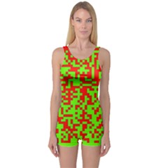 Colorful Qr Code Digital Computer Graphic One Piece Boyleg Swimsuit by Simbadda