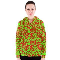 Colorful Qr Code Digital Computer Graphic Women s Zipper Hoodie by Simbadda