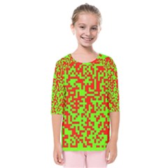 Colorful Qr Code Digital Computer Graphic Kids  Quarter Sleeve Raglan Tee