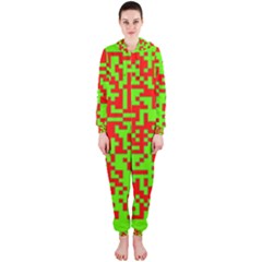 Colorful Qr Code Digital Computer Graphic Hooded Jumpsuit (ladies)  by Simbadda