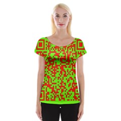 Colorful Qr Code Digital Computer Graphic Women s Cap Sleeve Top by Simbadda