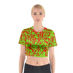 Colorful Qr Code Digital Computer Graphic Cotton Crop Top by Simbadda