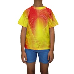 Realm Of Dreams Light Effect Abstract Background Kids  Short Sleeve Swimwear by Simbadda