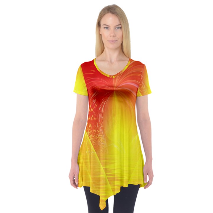 Realm Of Dreams Light Effect Abstract Background Short Sleeve Tunic 