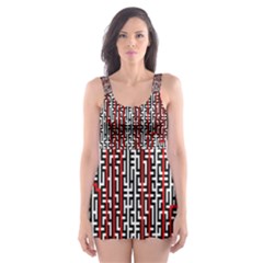 Abstract Geometry Machinery Wire Skater Dress Swimsuit by Simbadda