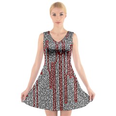 Abstract Geometry Machinery Wire V-neck Sleeveless Skater Dress by Simbadda