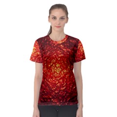 Abstract Red Lava Effect Women s Sport Mesh Tee