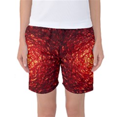 Abstract Red Lava Effect Women s Basketball Shorts