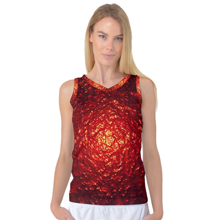 Abstract Red Lava Effect Women s Basketball Tank Top