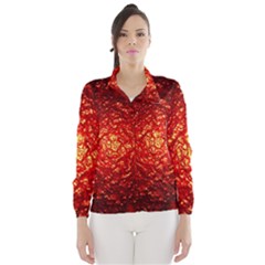 Abstract Red Lava Effect Wind Breaker (Women)